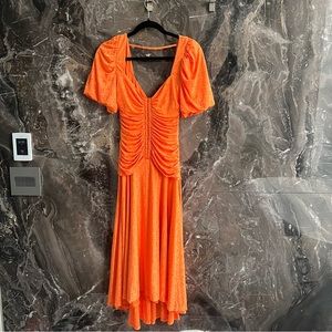 ASOS design orange eyelet midi dress